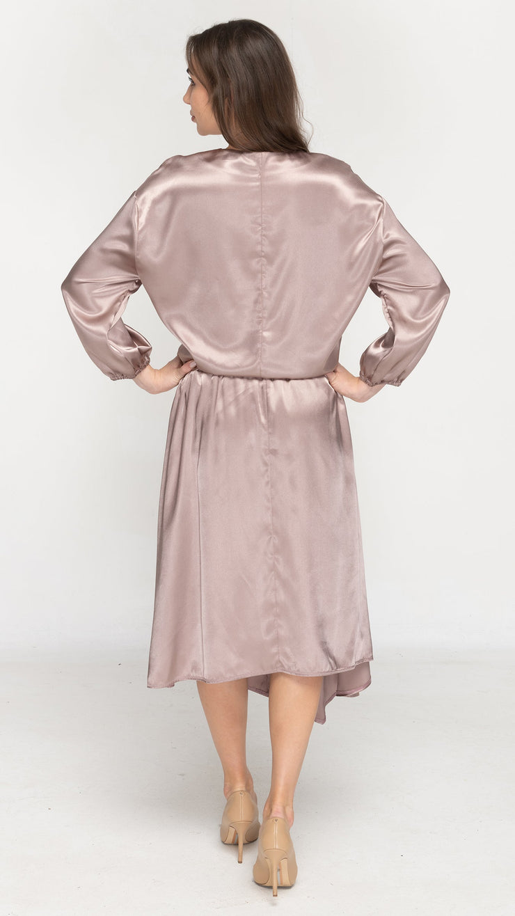 Asymmetric Satin Skirt - Satin Mocha