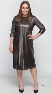 A-Line Dress - Metallic Pleated