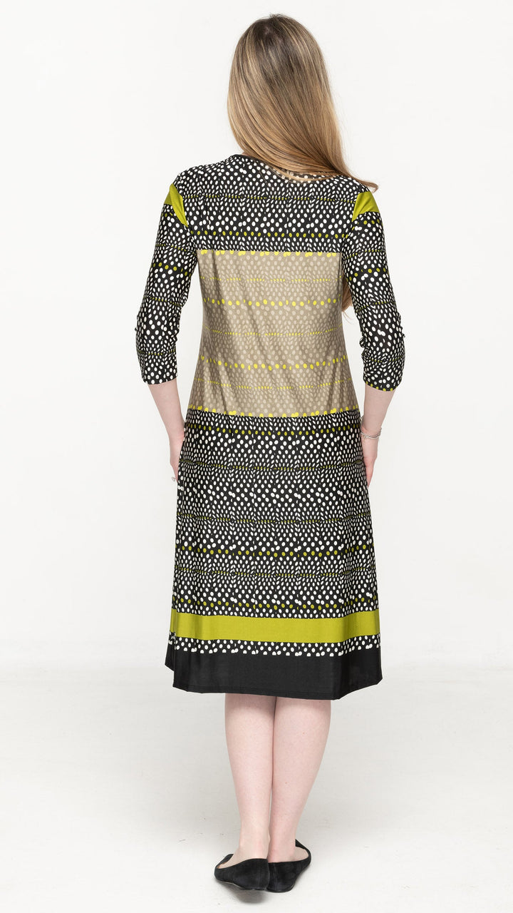 A-Line Jersey Dress Green Polka Dot
