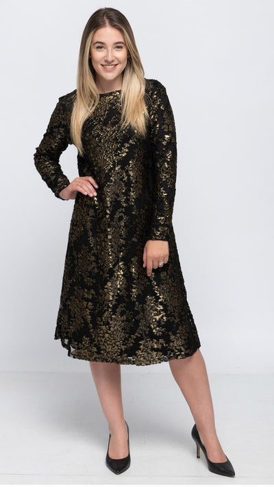 A-Line Dress - Black/Gold