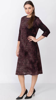 A-Line Dress - Burgundy Burnout