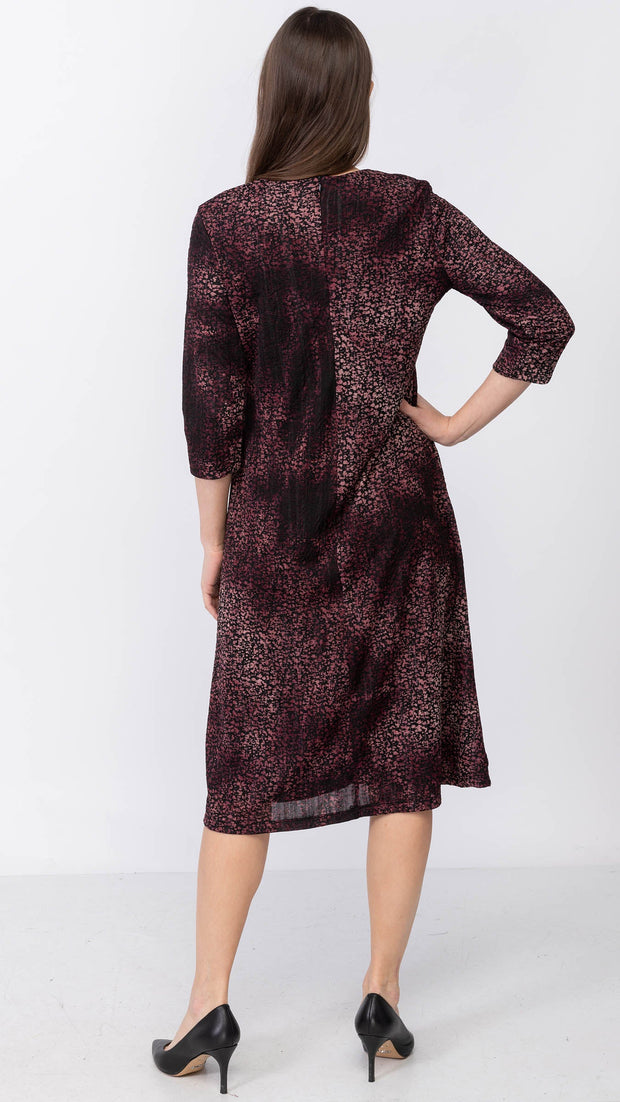 A-Line Dress - Burgundy Burnout