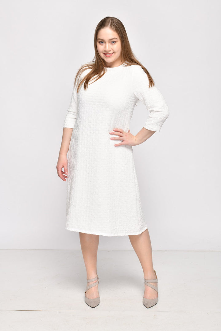 A-Line Dress - White Jacquard