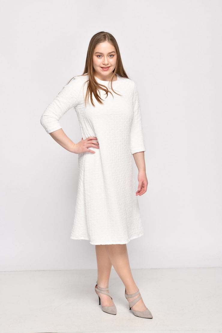 A-Line Dress - White Jacquard