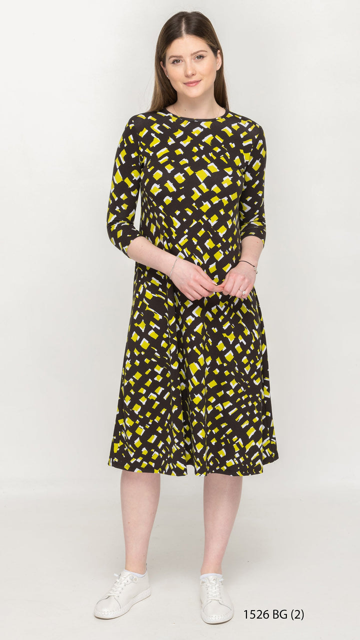 A-Line Jersey Dress Brown Neon