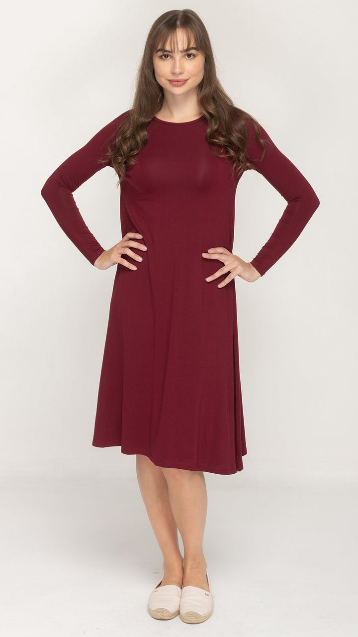 A-Line Dress Bamboo Jersey - Burgundy