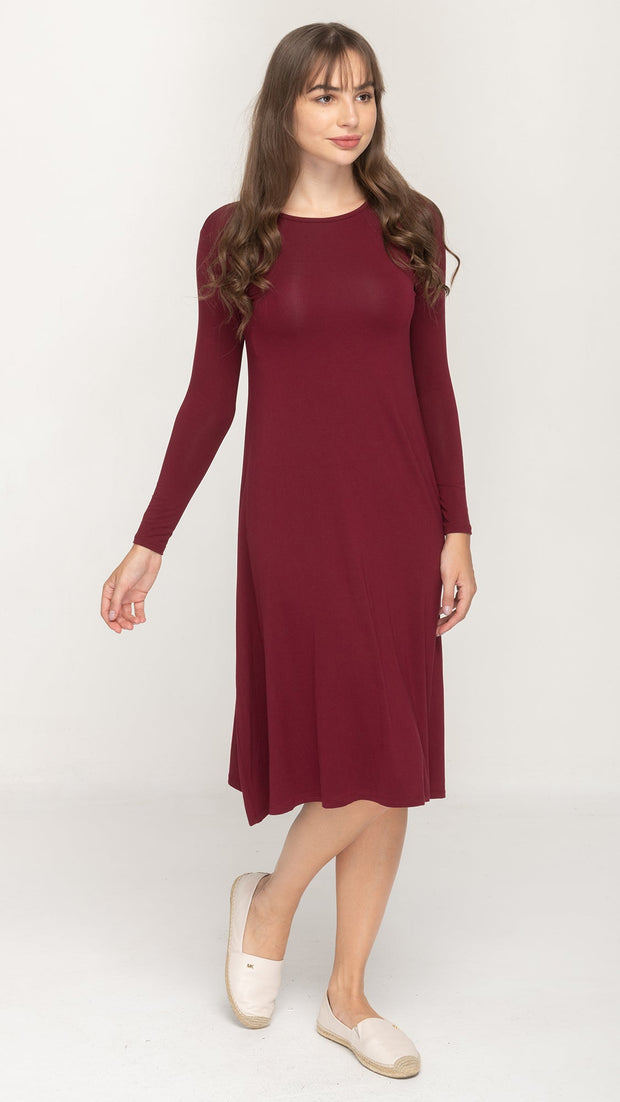 A-Line Dress Bamboo Jersey - Burgundy