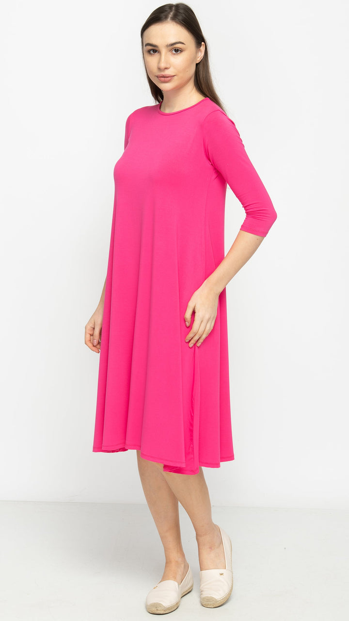 1526 Bamboo Jersey Dress Fuscia