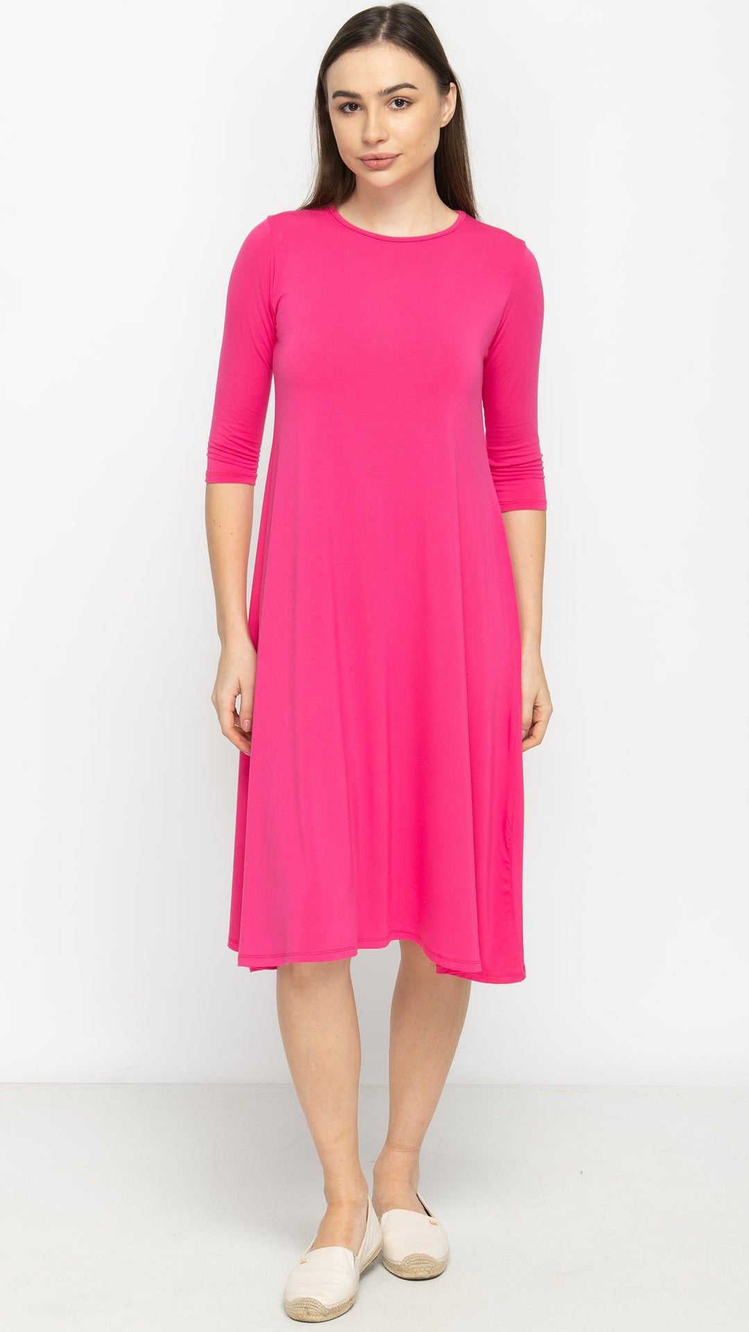 1526 Bamboo Jersey Dress Fuscia