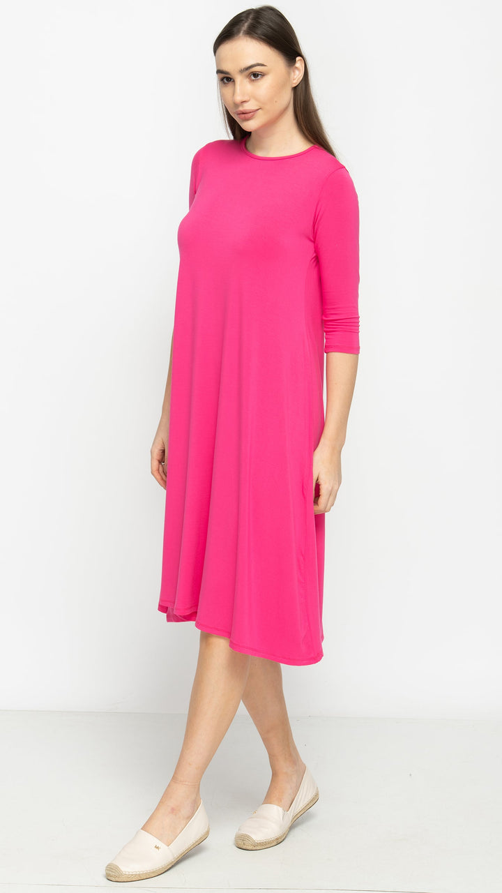 1526 Bamboo Jersey Dress Fuscia