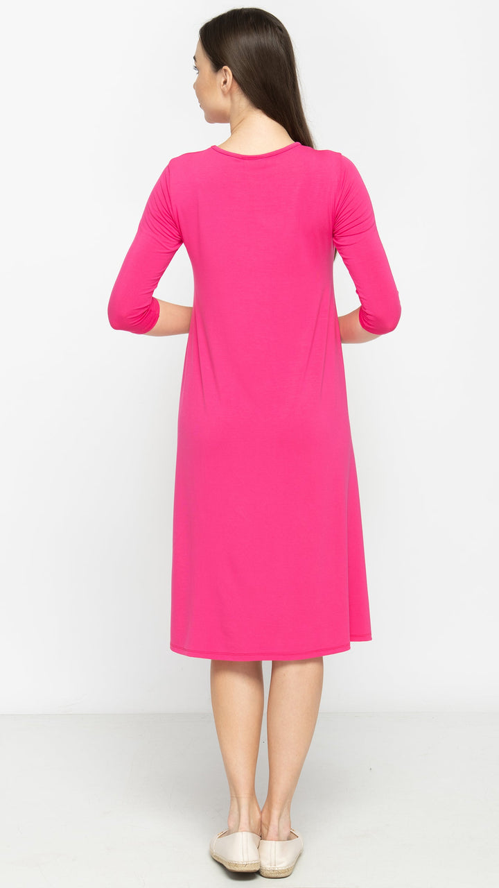 Bamboo Jersey Dress - Fuchsia & Peacock