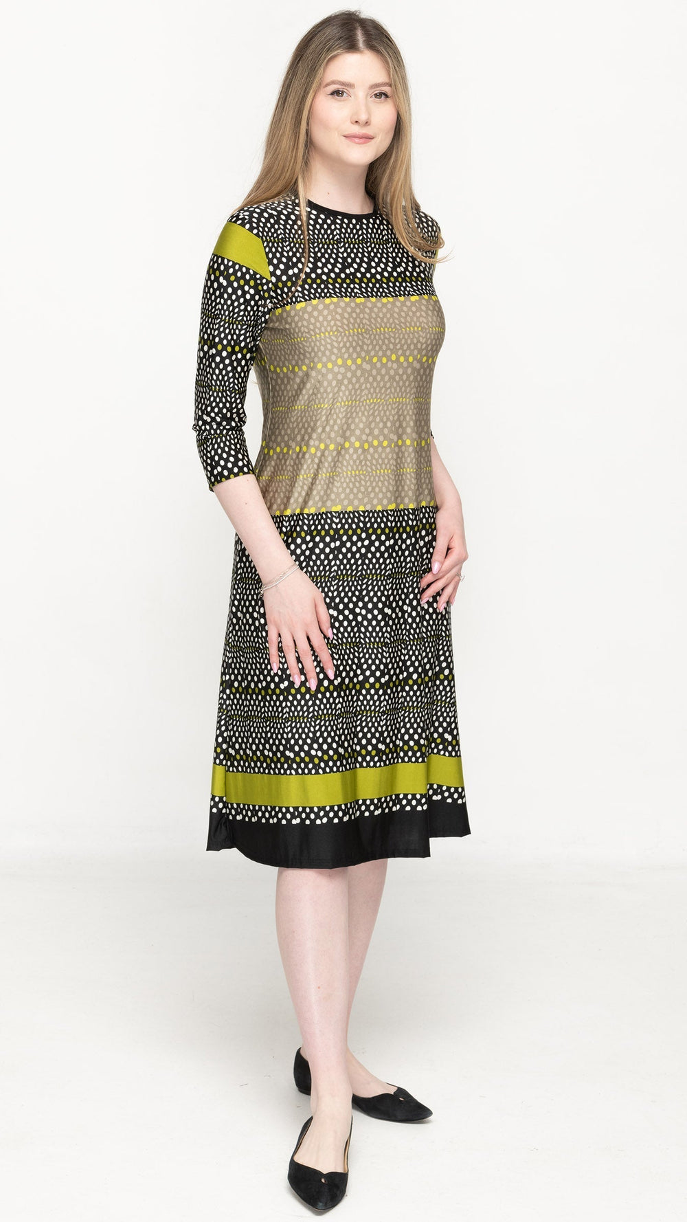 KMW 1526 Green Polka Dot dress alternate view