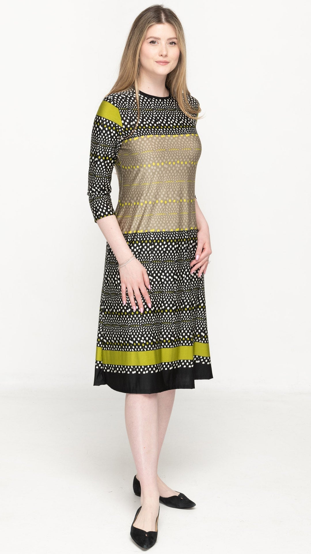 KMW 1526 Green Polka Dot dress alternate view
