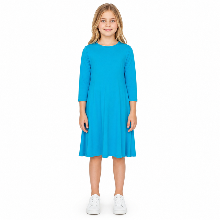 Girls Tunic Dress Jersey - Aqua