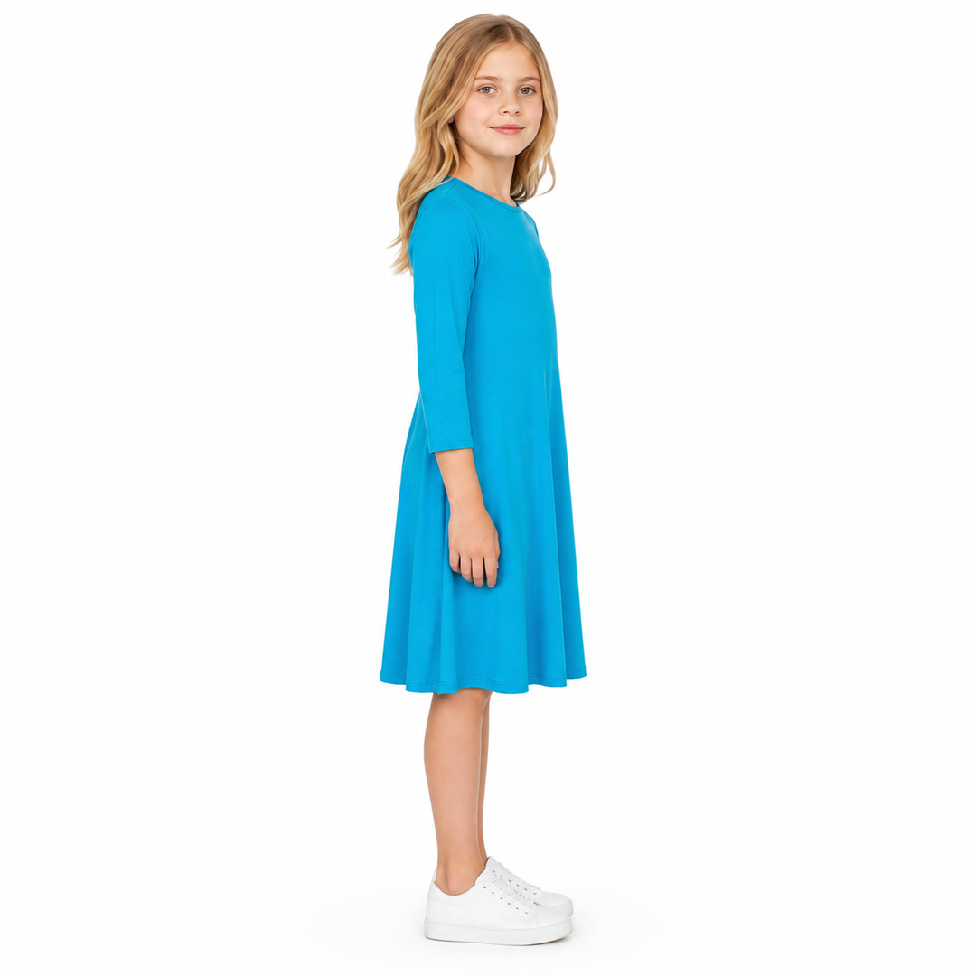 Girls Tunic Dress Jersey - Aqua