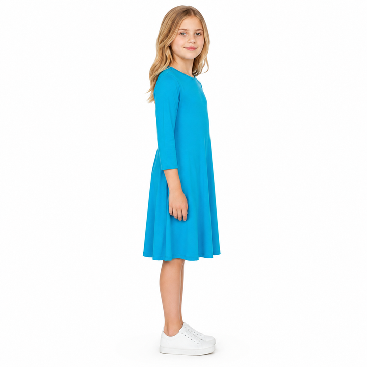 Girls Tunic Dress Jersey - Aqua