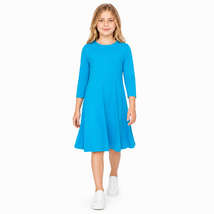 Girls Tunic Dress Jersey - Aqua
