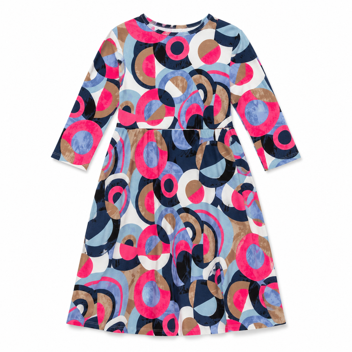 Girls Tunic Dress - Pink/Blue Circles