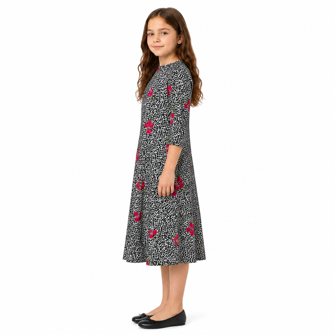 Girls Tunic Dress -  Floral Leopard