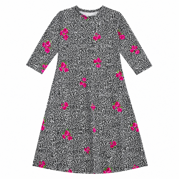 Girls Tunic Dress -  Floral Leopard