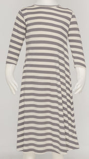 Girls Tunic Dress - Ivory/Grey Stripes