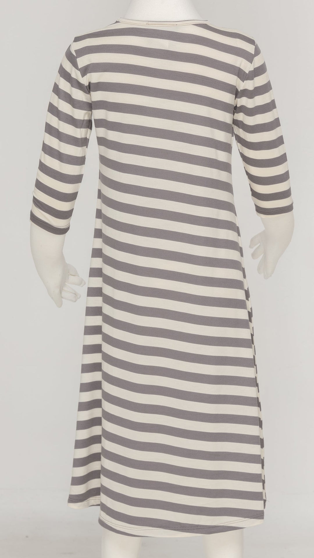 Girls Tunic Dress - Ivory/Grey Stripes