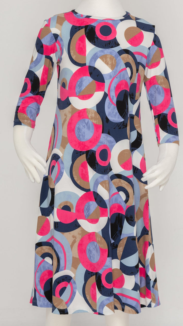 Girls Tunic Dress - Pink/Blue Circles