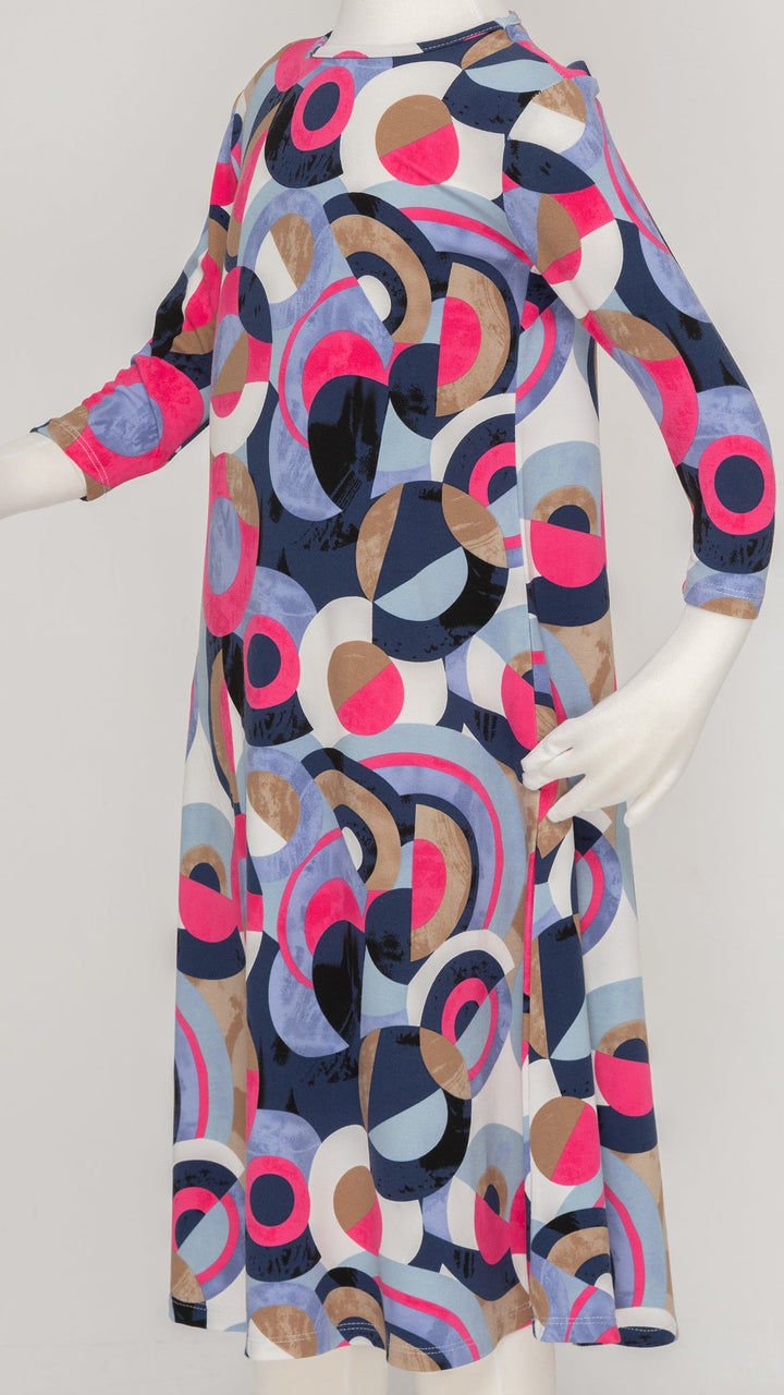 Girls Tunic Dress - Pink/Blue Circles