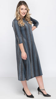 A-Line Dress - Metallic Blue Leopard