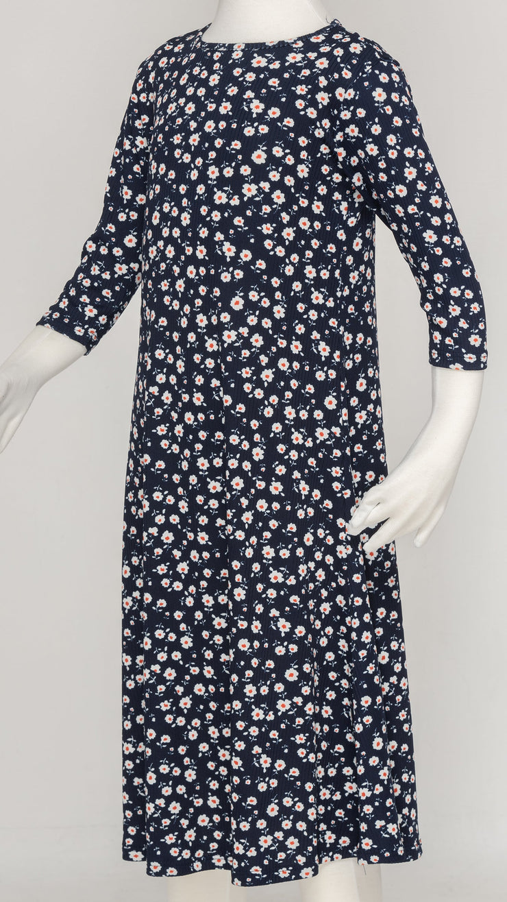 Girls Tunic Dress - Rib Navy Ditsy Floral