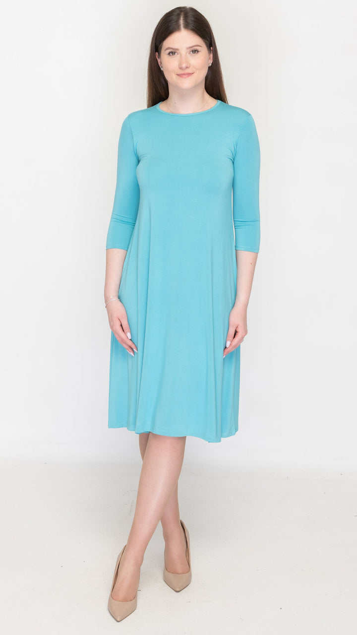 1526 A-Line Bamboo Jersey Dress Peacock