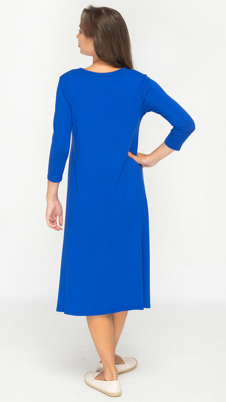 A-Line Bamboo Jersey Dress - Royal Blue