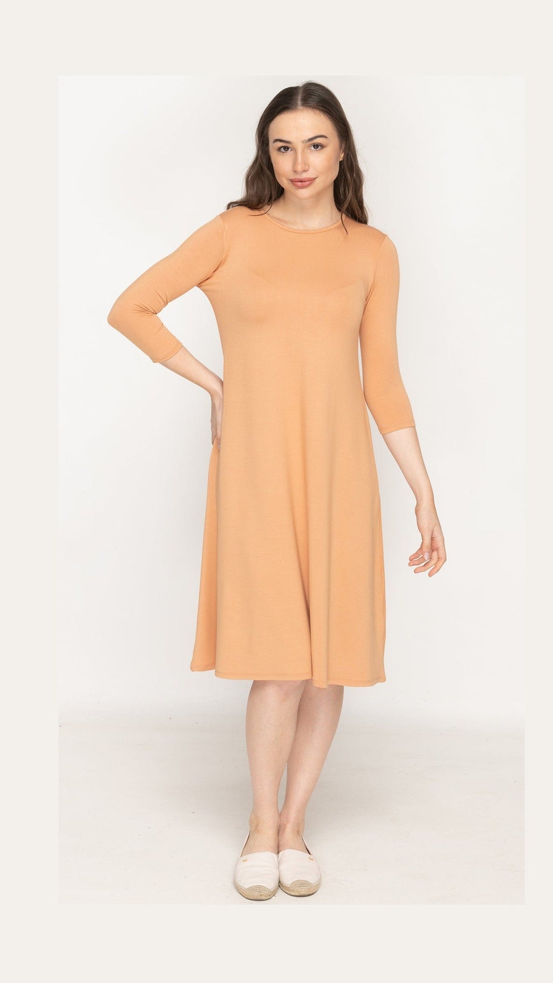 A-Line Sweatshirt Dress - Caramel