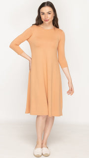 A-Line Sweatshirt Dress - Caramel