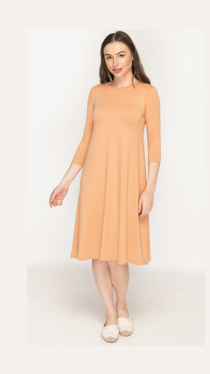 A-Line Sweatshirt Dress - Caramel