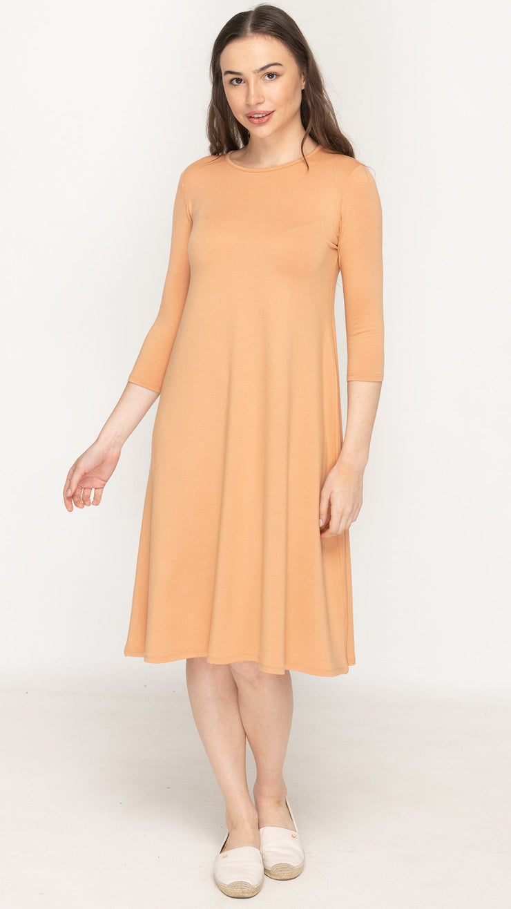 A-Line Sweatshirt Dress - Caramel