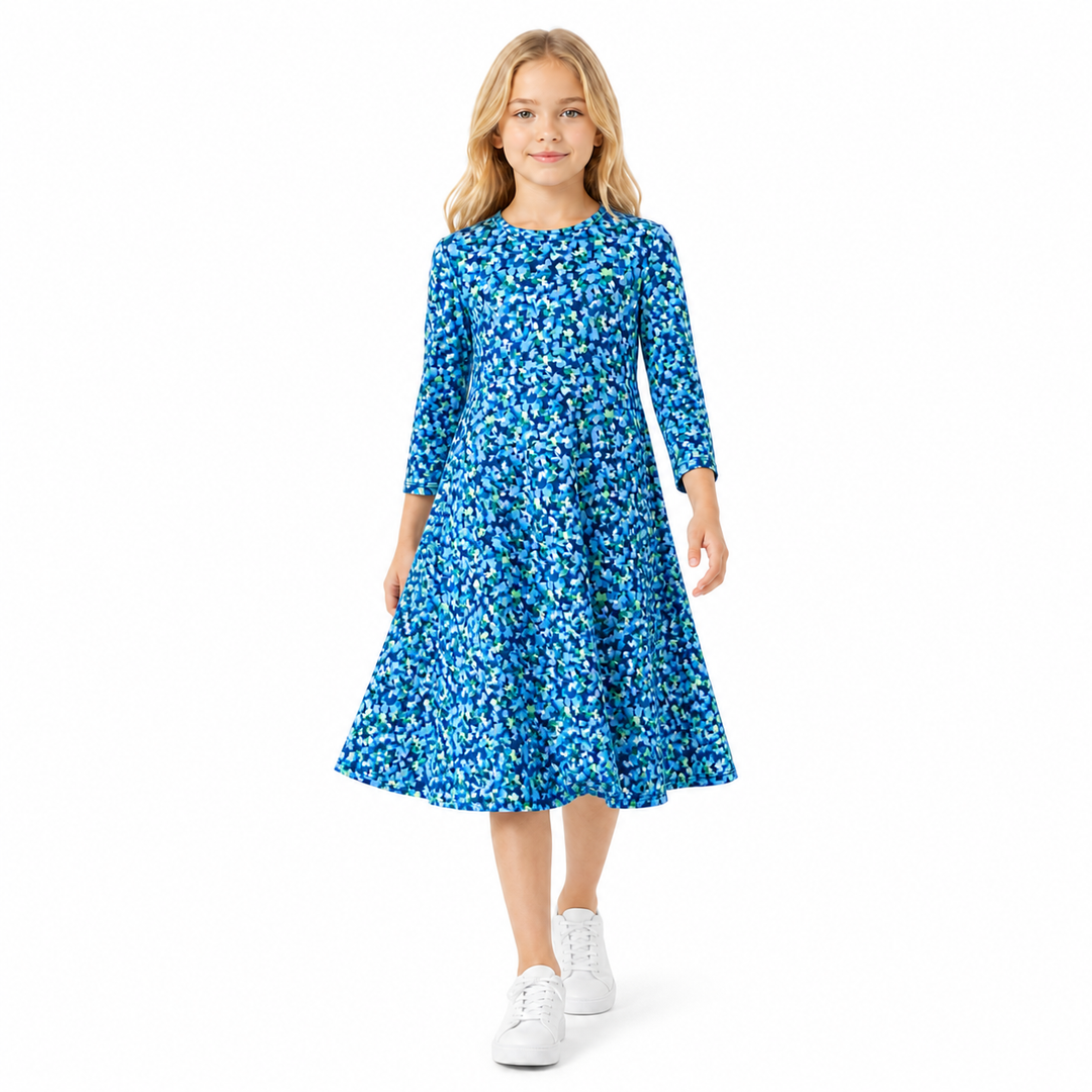Girls Tunic Dress -  Blue Floral