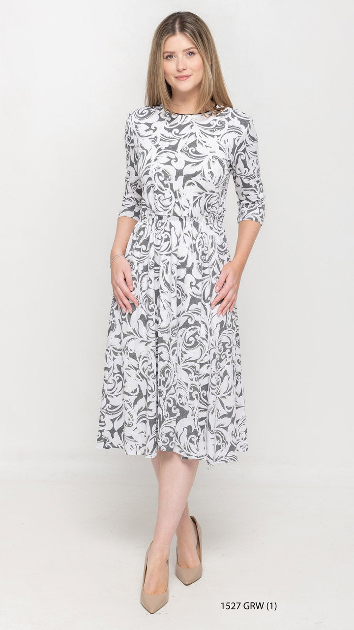 Everything Dress White Grey Print