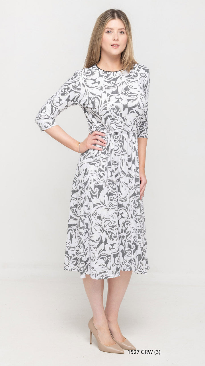 Everything Dress White Grey Print