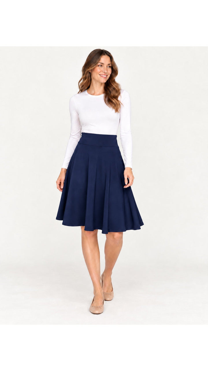 KMW Style 1602 23 inch Navy Circle Skirt - hero front view