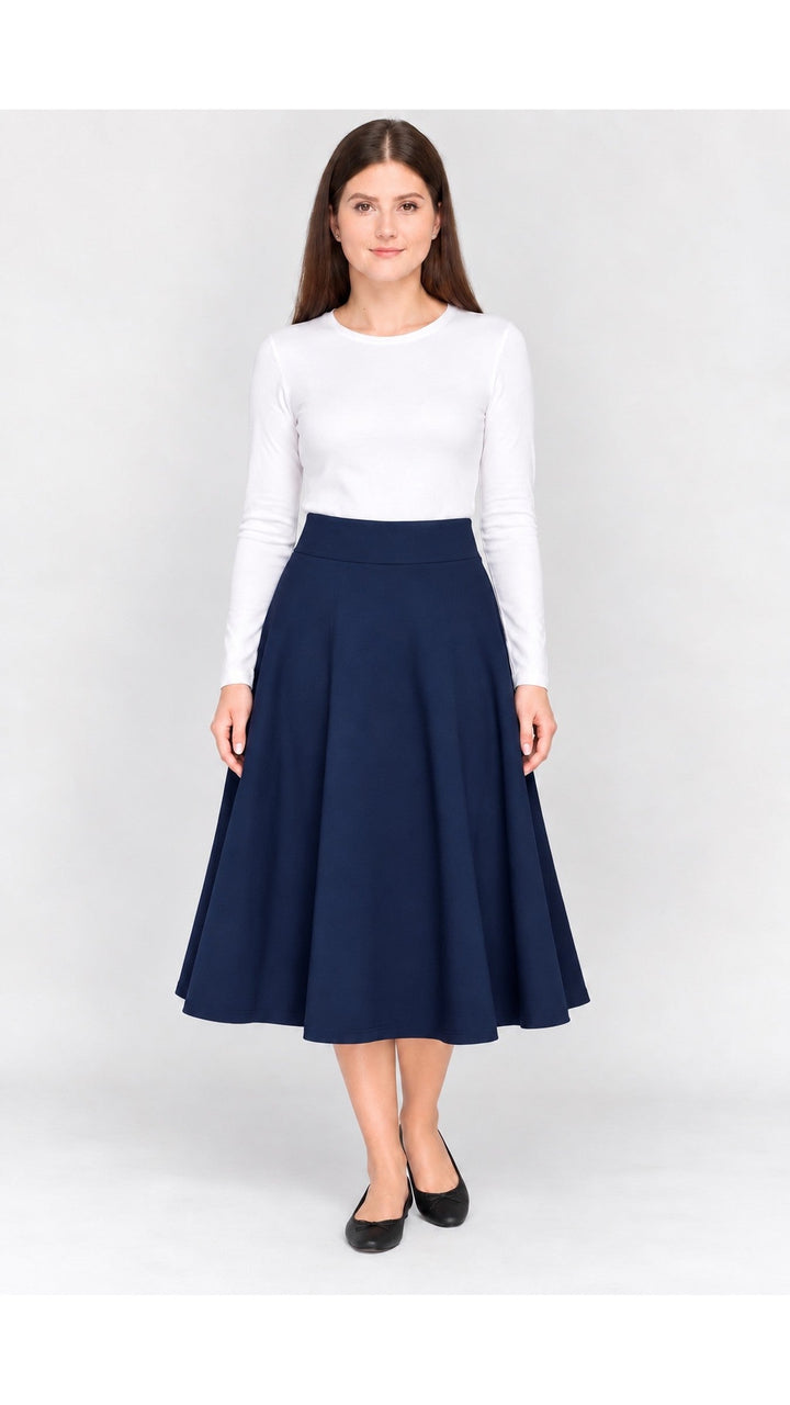 KMW Style 1602 29" Navy Circle Skirt - front view