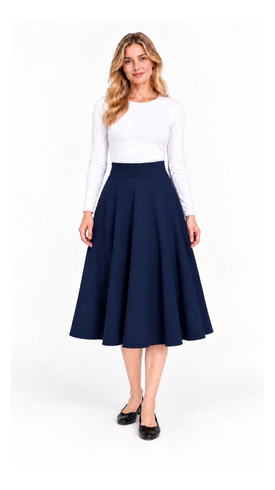 KMW Style 160231 Navy Circle Skirt - HERO