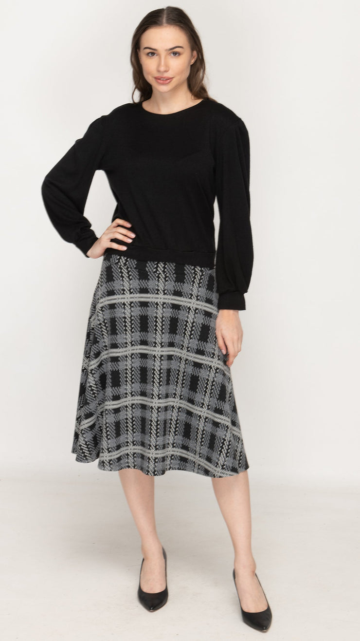 Circle Skirt - Black/Grey Check