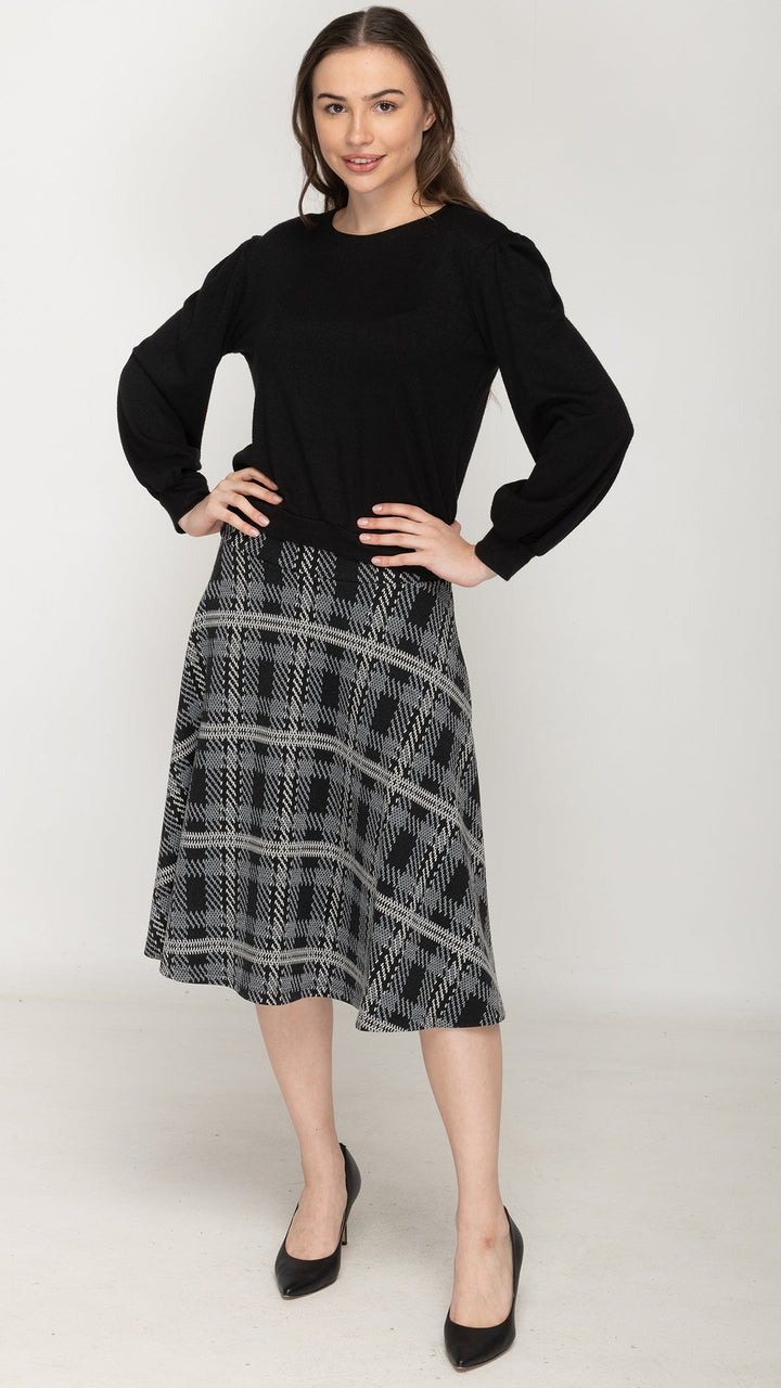 Circle Skirt - Black/Grey Check