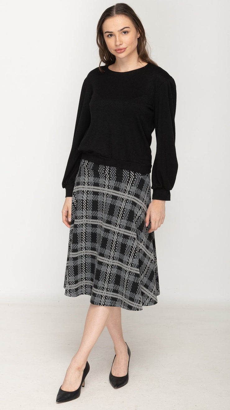 Circle Skirt - Black/Grey Check