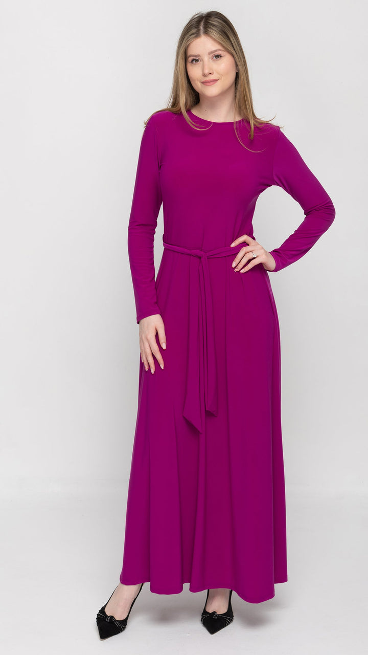 Maxi Belted Dress Magenta