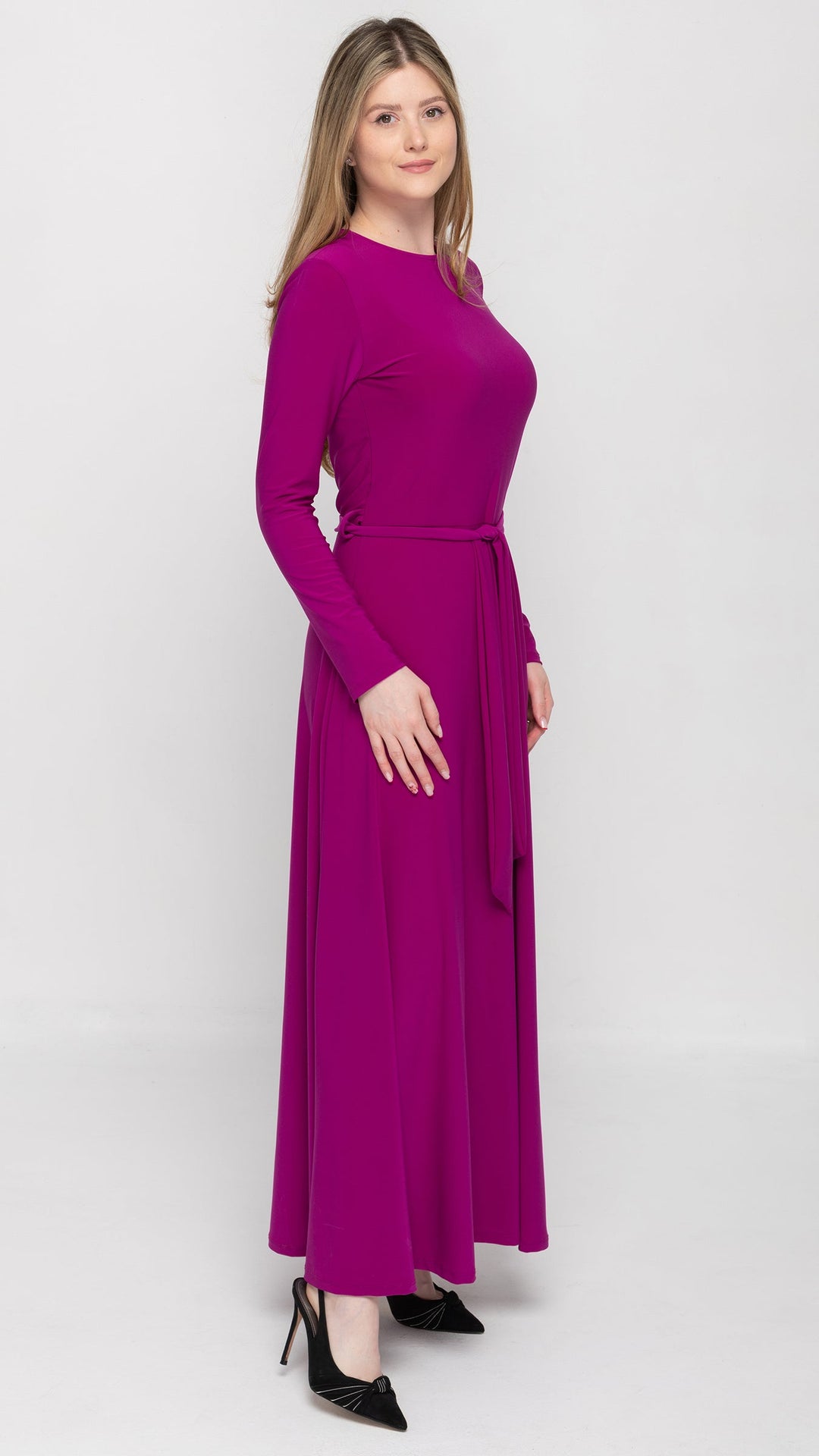 Maxi Belted Dress Magenta