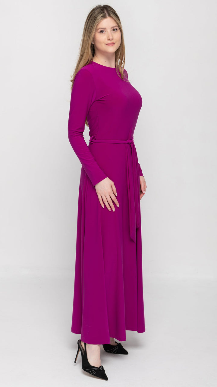 Maxi Belted Dress Magenta