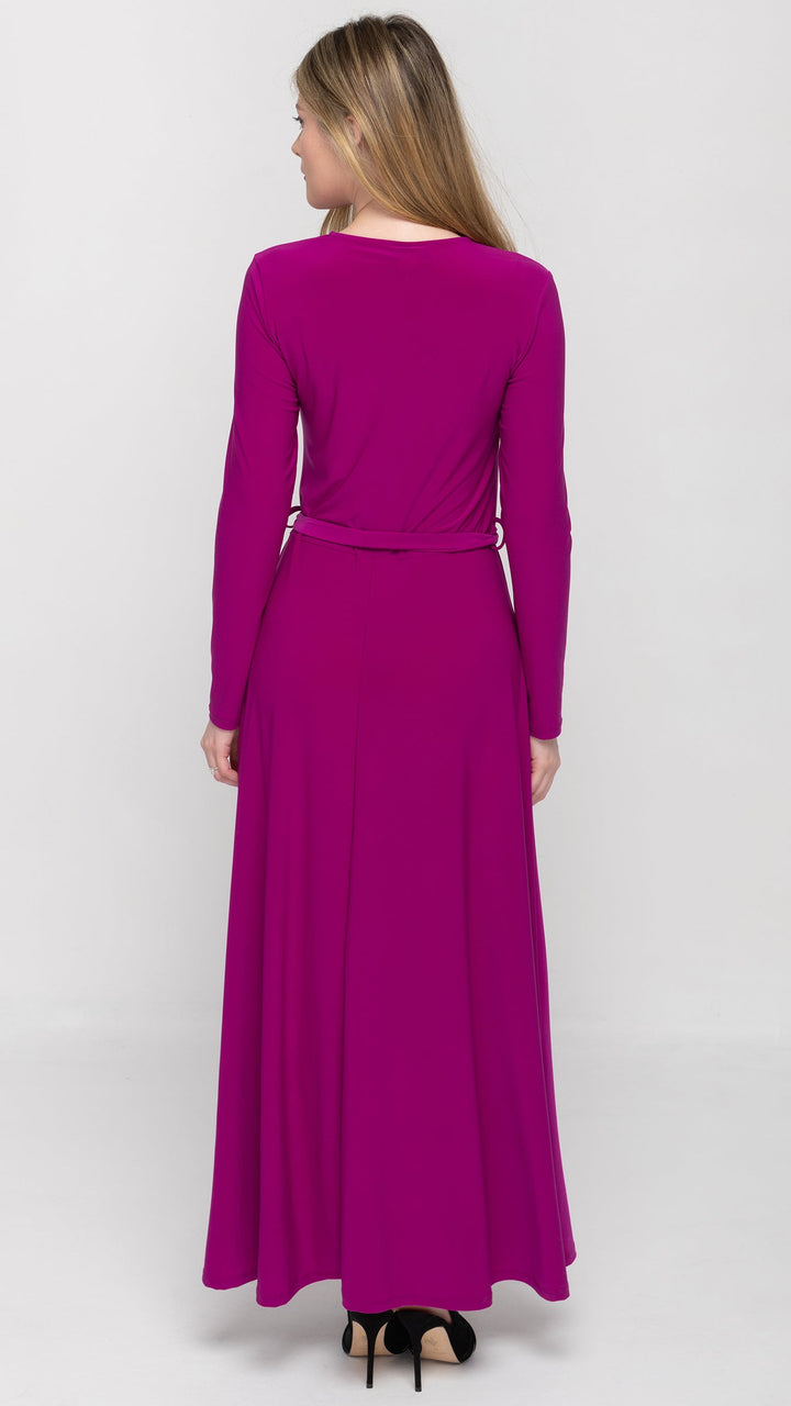 Maxi Belted Dress Magenta