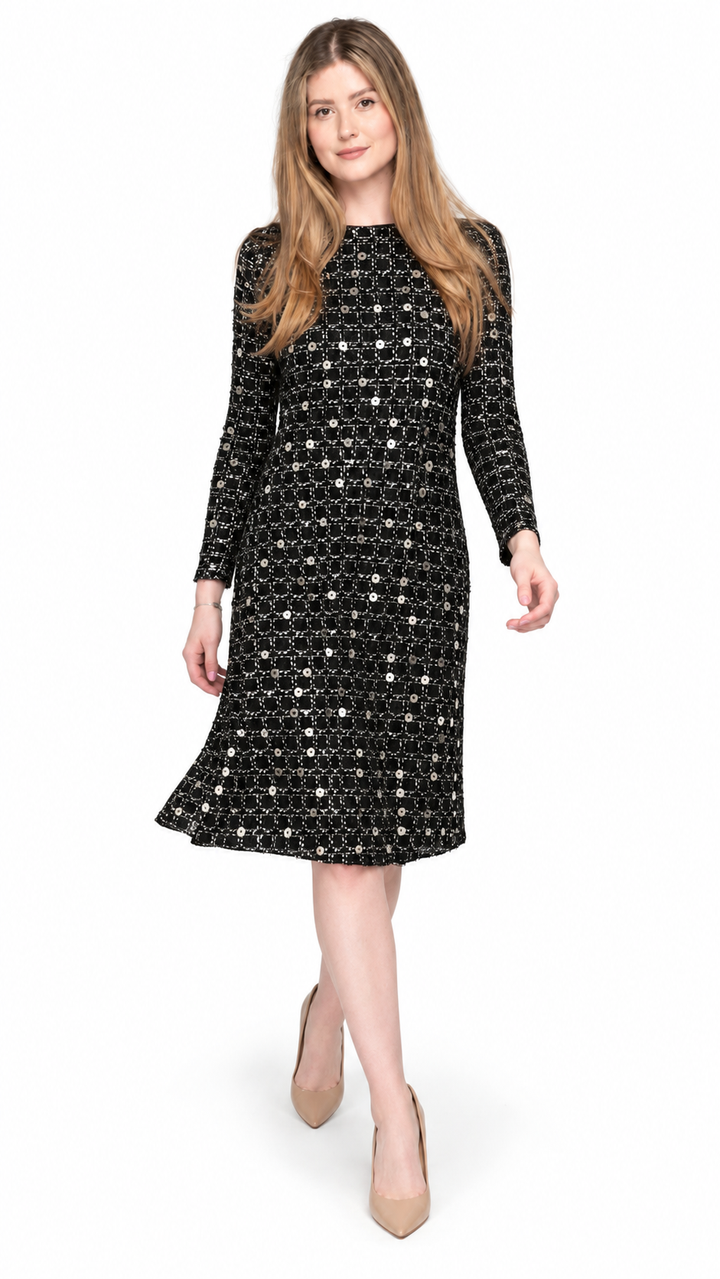 KMW Style 1820 Black/Grey Sequin dress - movement view